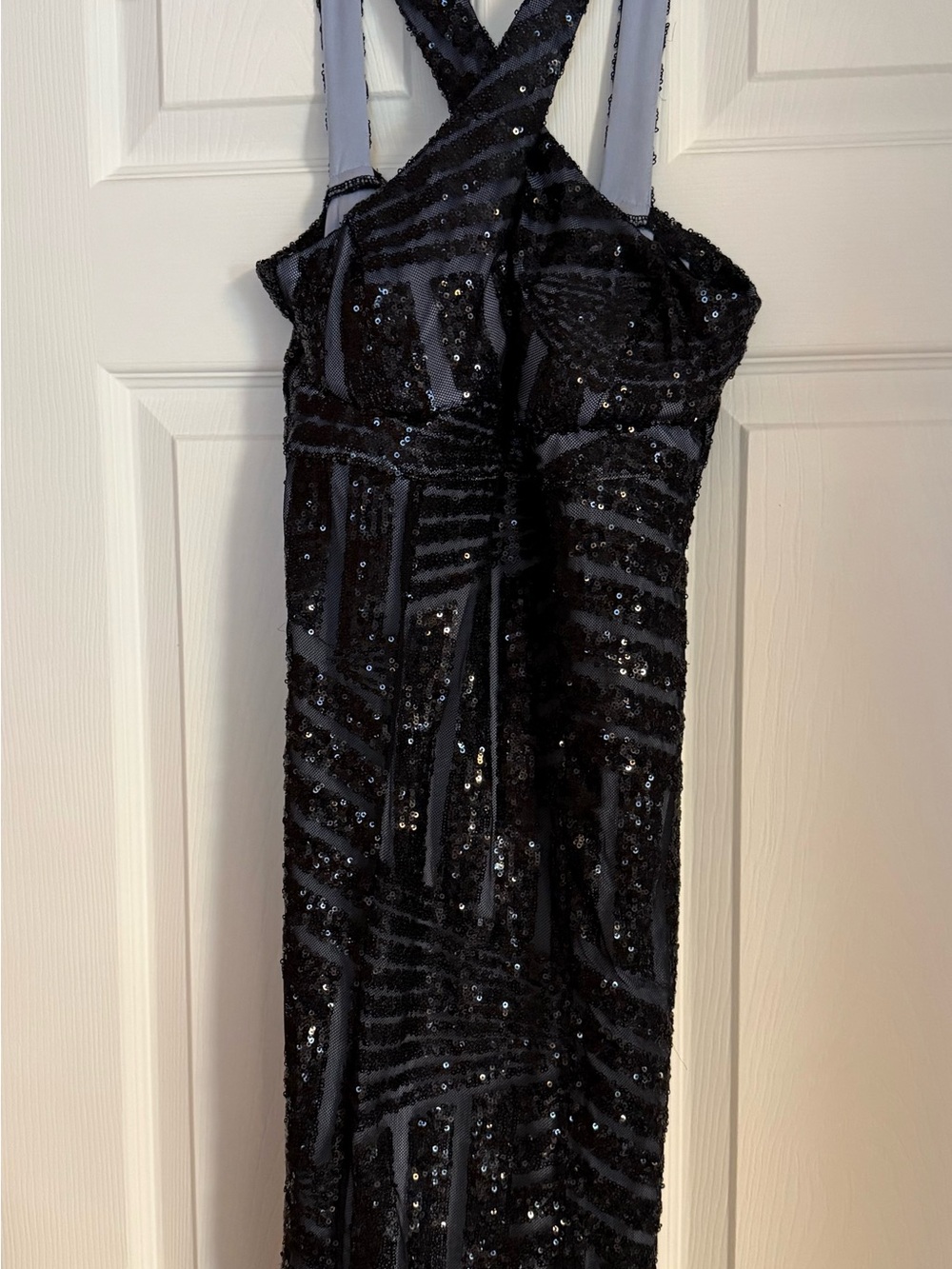 Trixxi Black One-Shoulder Sequin Evening Dress